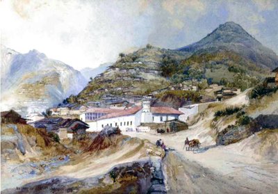 Het Dorp Angangueo, Mexico, 1883 door Thomas Moran